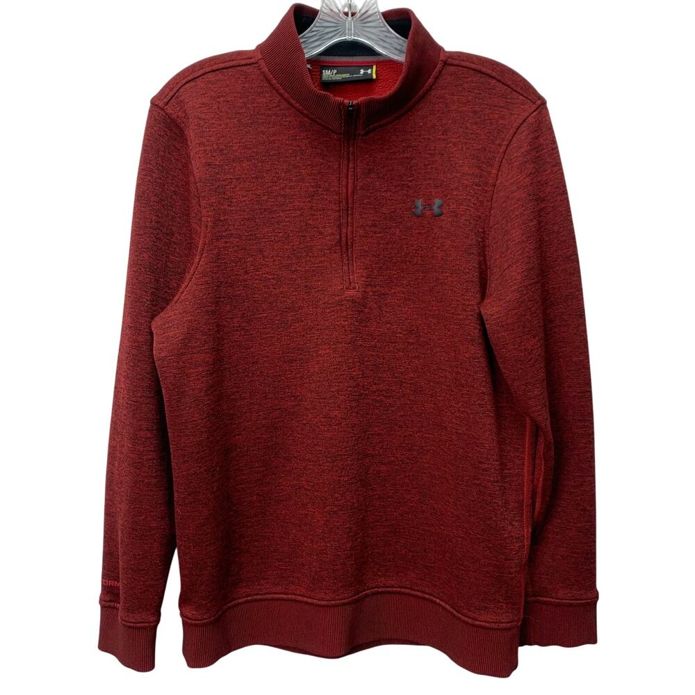 Under Armour Sz Small Red 1/4 Zip STORM Fleece Lined Long Sleeve Sweatshirt